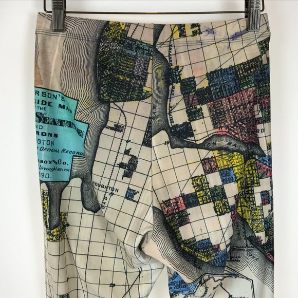 Women Size XL Bombsheller Seattle Washington 1890 City Map Workout Yoga Leggings - Picture 6 of 8